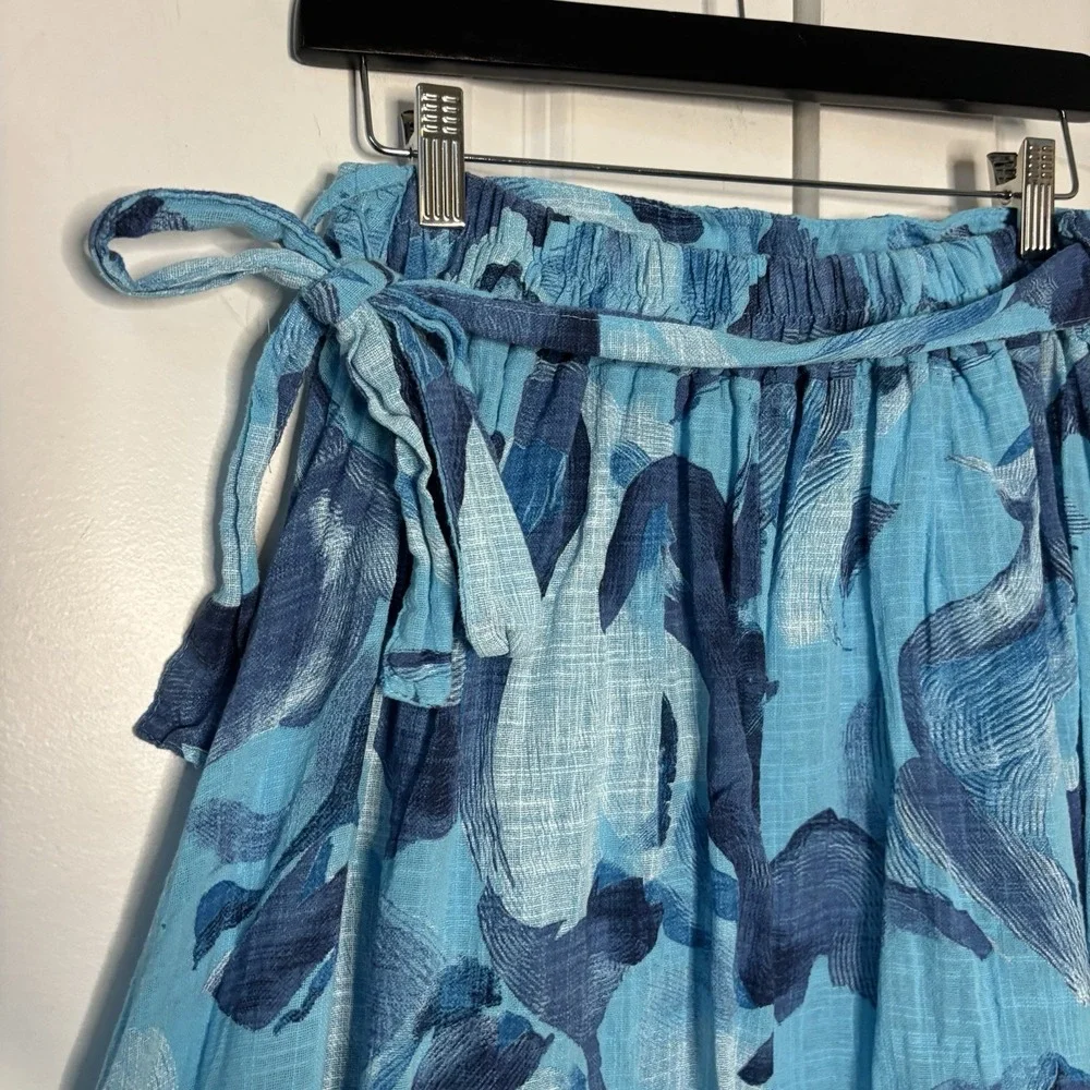 Beyond Capri Woven Maxi Skirt Womens Blue Abstract Resortwear Vacation Beach - Picture 4 of 12
